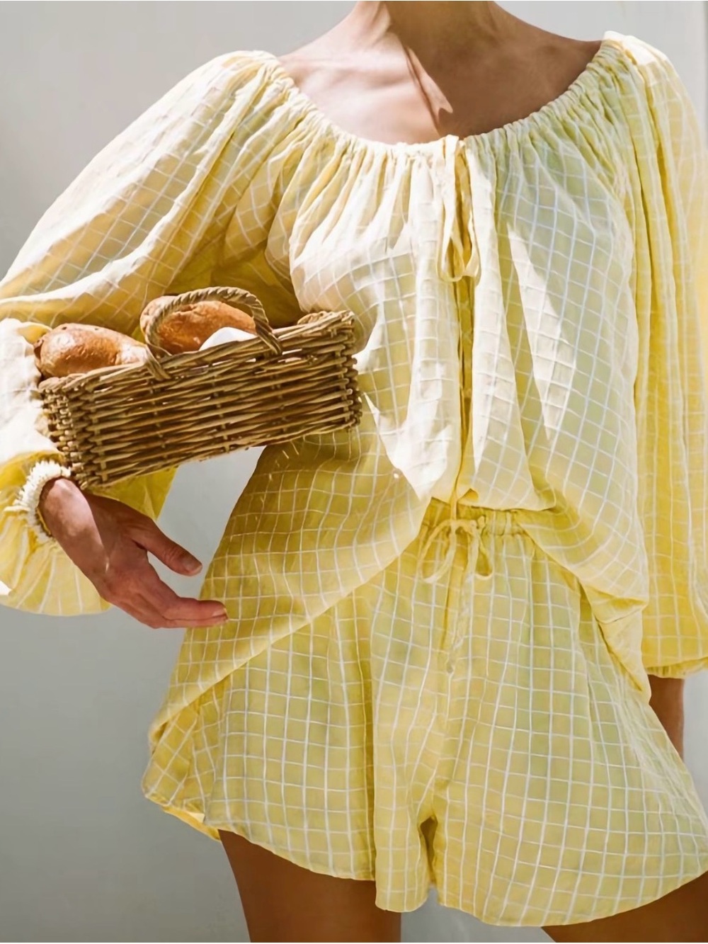 Women’s Yellow Windowpane Lounge Set